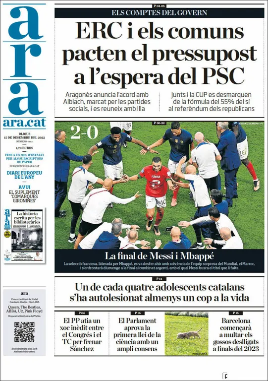 Consulta les portades dels diaris d'aquest 15 de desembre
