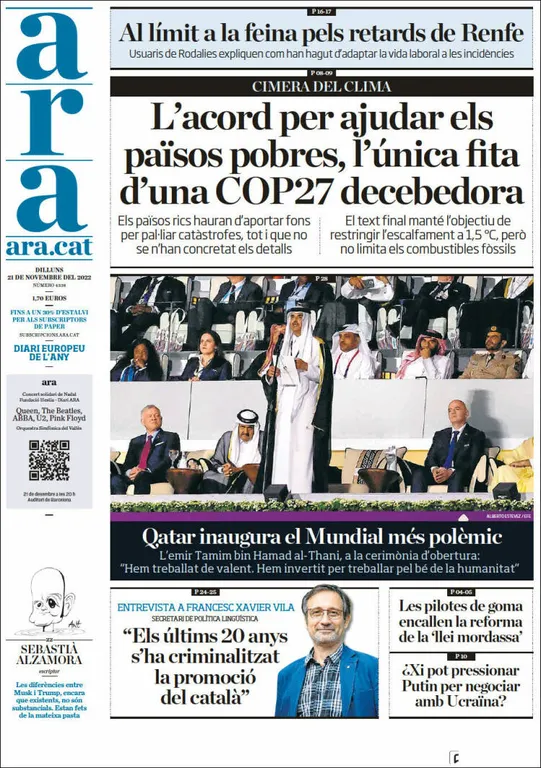 Consulta les portades dels diaris d'aquest 21 de novembre