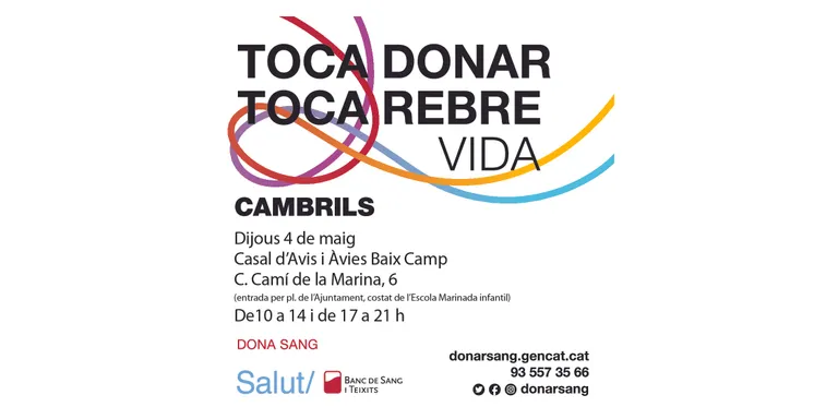 Nova campanya de donació de sang aquest dijous a Cambrils