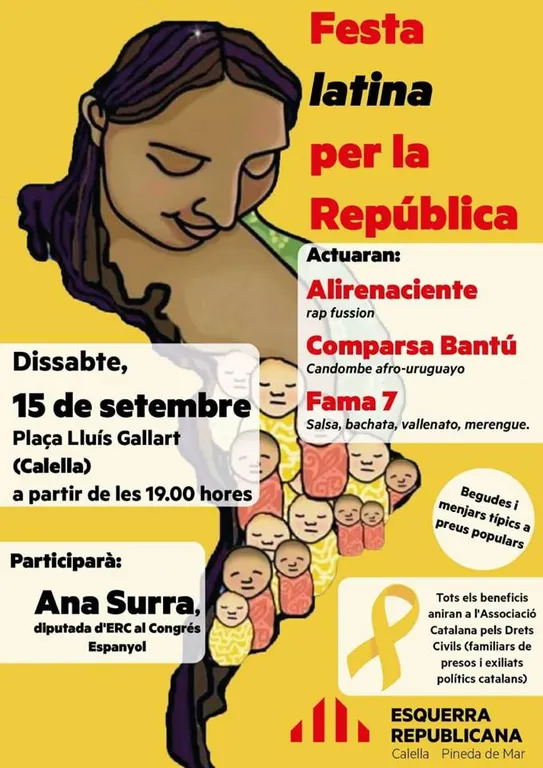 ERC de Pineda i Calella organitzen la Festa Llatina amb Ana Surra i Mònica Palacín