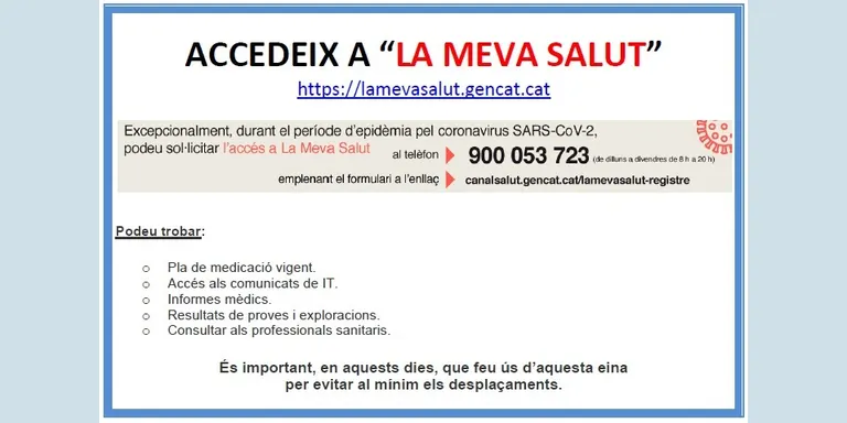 'Accedeix a La Meva Salut', nova eina per evitar desplaçaments