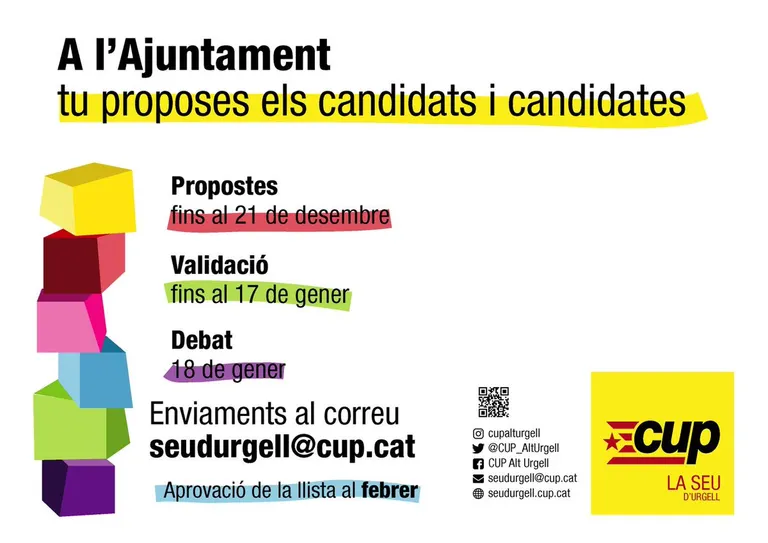 La CUP inicia un procés per configurar la candidatura a les eleccions municipals de la Seu