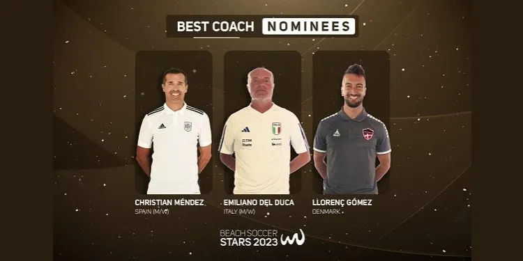 Llorenç Gómez, un dels tres candidats finalistes a ‘Millor entrenador de l’any’ de futbol platja el 2023
