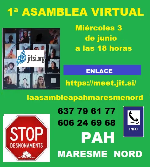 La PAH del Maresme Nord celebra la seva primera assemblea virtual