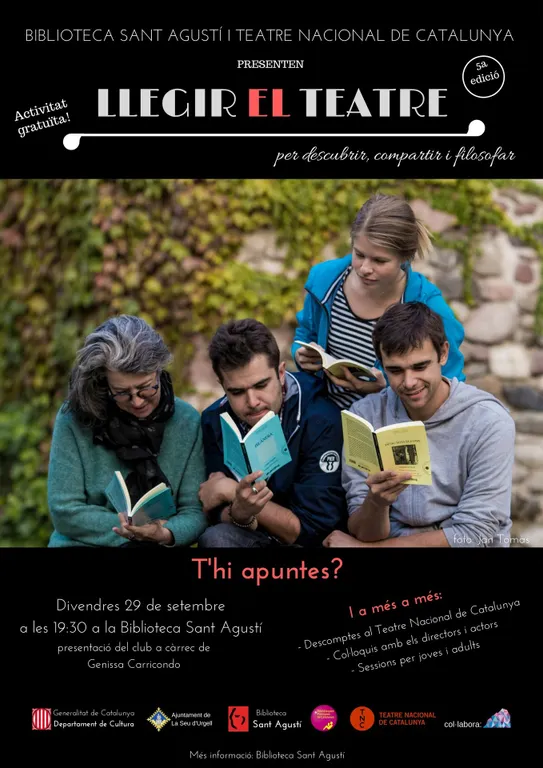 Presentació divendres a la Biblioteca Sant Agustí d'una nova edició de 'Llegir el teatre'