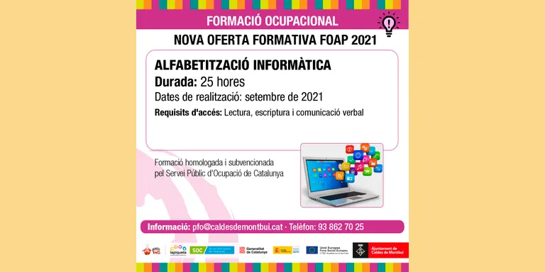 El Servei d'Ocupació municipal ofereix un curs d'introducció a la informàtica per a persones desocupades