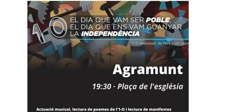 Agramunt commemora el tercer aniversari de l'1-O amb un acte a la Plaça de l'Església