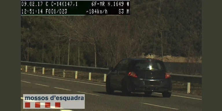 Enxampen un conductor circulant a 184 quilòmetres per hora per la C-14 a Peramola