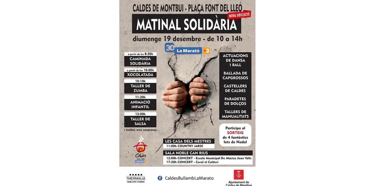 La plataforma Caldes Bull amb la Marató organitza una matinal solidària aquest diumenge a la plaça de la Font del Lleó