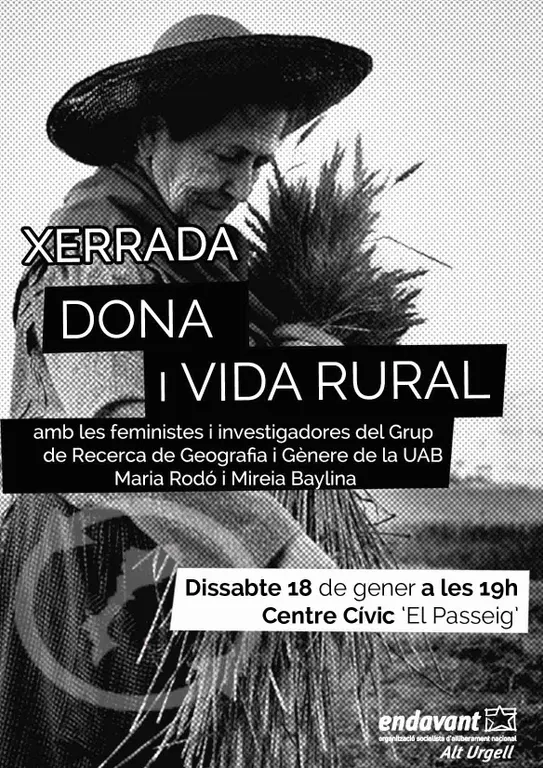 Endavant Alt Urgell organitza una xerrada sobre dona i vida rural