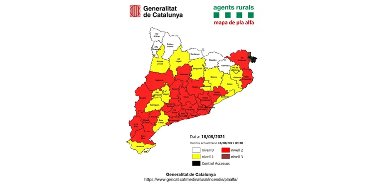 Protecció Civil desactiva el pla especial per incendis forestals, però recorda que el risc encara és "elevat"