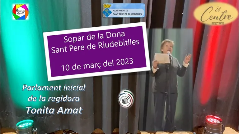 Parlament de la nostra regidora Tonita Amat al inici del “Sopar de la Dona” del divendres 10 de mars.