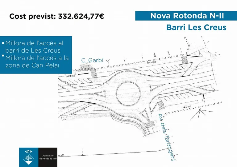 La nova rotonda a la N-II d'accès a les Creus i Can Pelai tirarà endavant el 2018