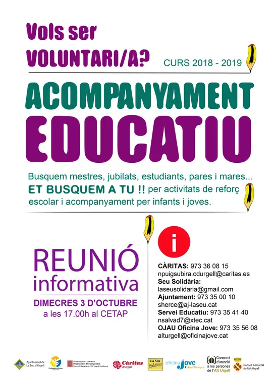 Reunió informativa a la Seu d’Urgell sobre el projecte d’acompanyament educatiu