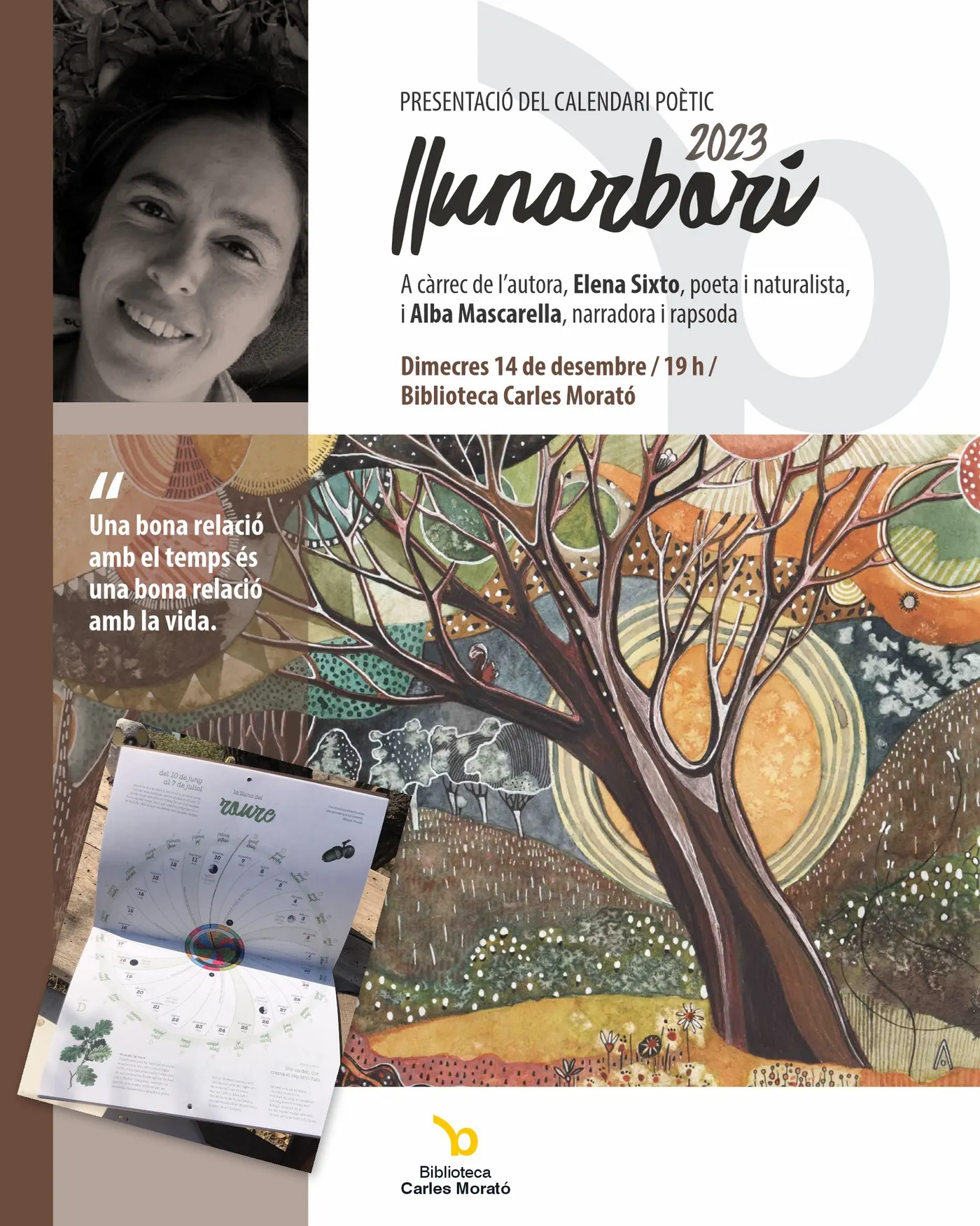 La poeta i naturalista manresana Elena Sixto presenta a Solsona el calendari poètic "Llunarbori 2023"