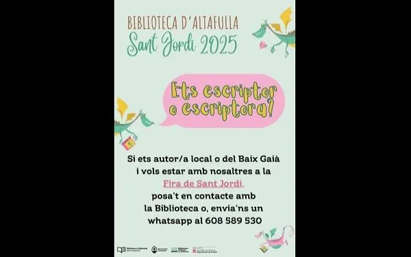 La Biblioteca d’Altafulla obre el seu estand de Sant Jordi als autors locals que hi vulguin donar a conèixer el seu llibre i signar-lo