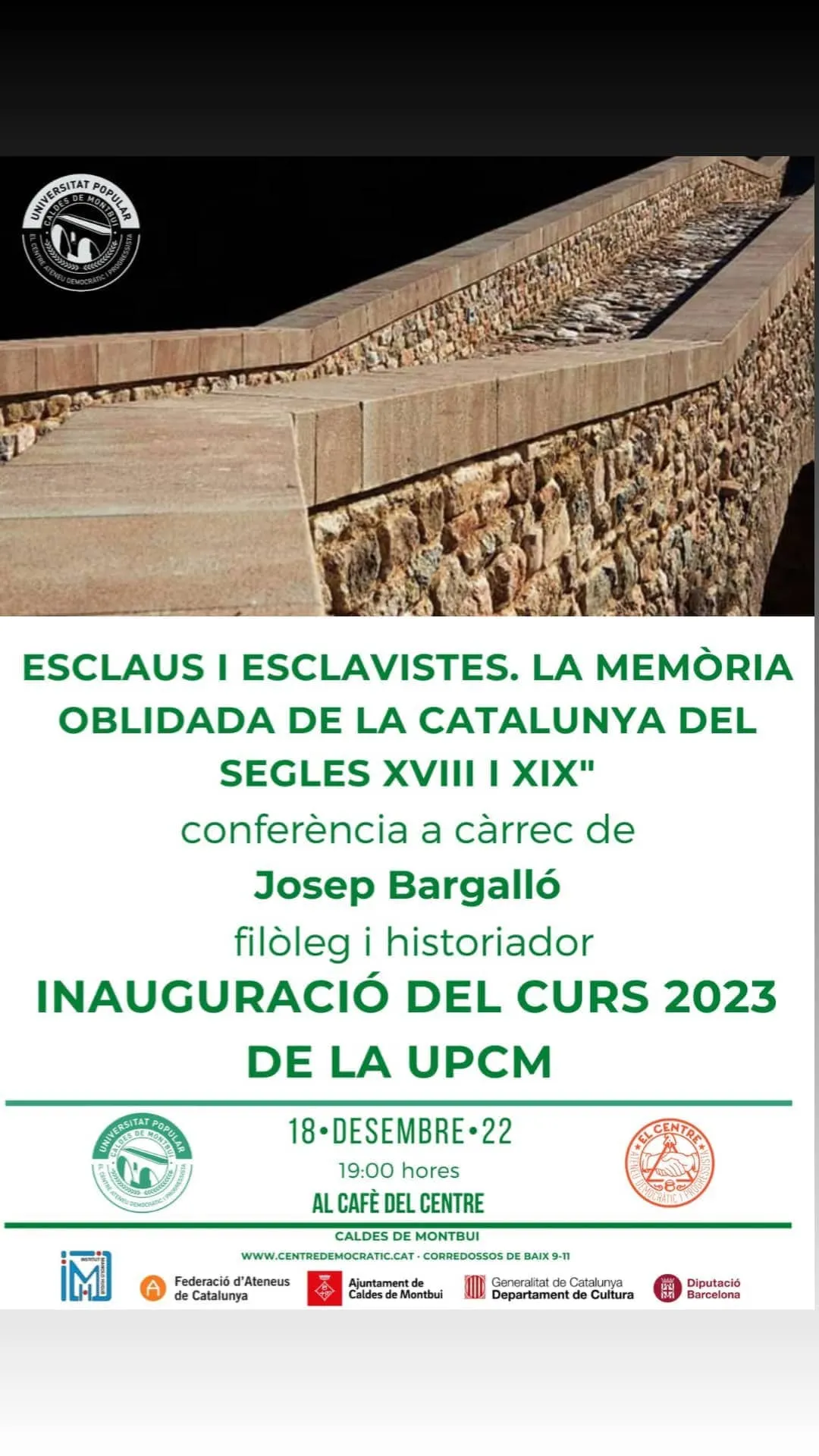 Una conferència de l’exconseller Josep Bargalló enceta el nou curs de la Universitat Popular de Caldes de Montbui