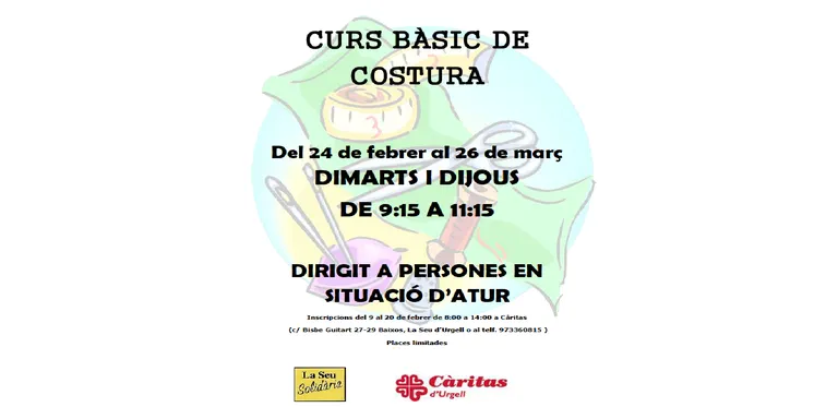 Càritas i La Seu Solidària ofereixen un curs de costura per a dones en situació vulnerable