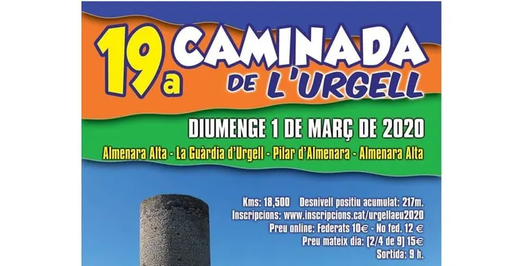 L'Associació Excursionista de l'Urgell organitza la 19a Caminada de l'Urgell, que visitarà Almenara Alta