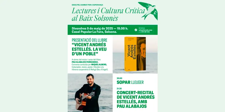 Pau Alabajos oferirà un concert-recital de Vicent Andrés Estellés aquest divendres a La Fura