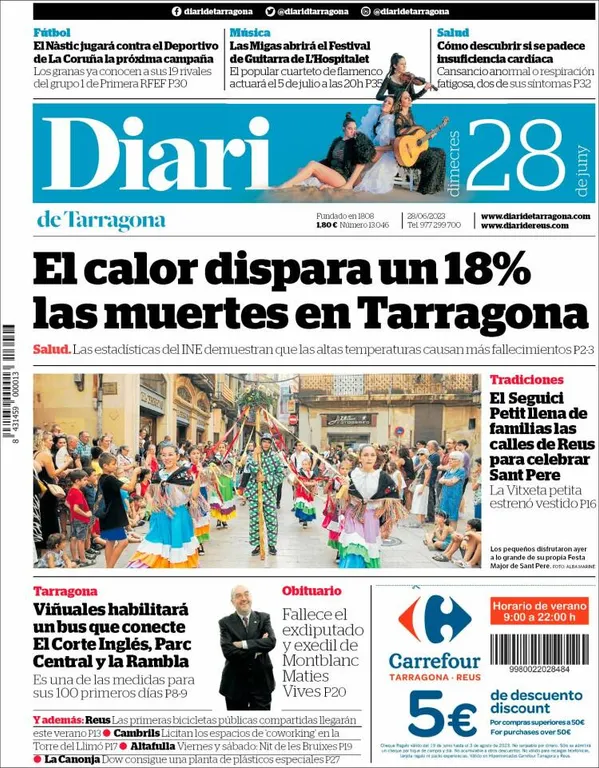 Consulta les portades dels diaris d'aquest 28 de juny