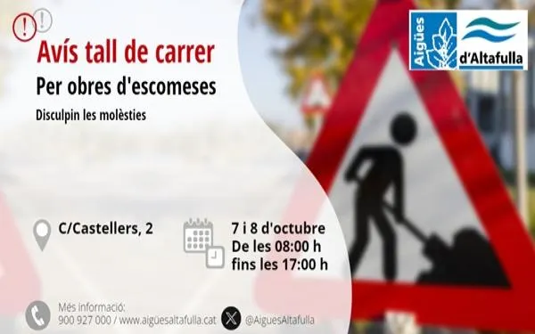 Aquest dilluns i dimarts es talla el carrer Castellers de 8h a 17h