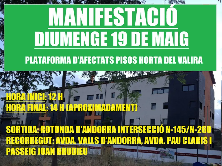 La Plataforma d'Afectats per la Hipoteca dóna suport a les queixes dels adjudicataris d'un dels blocs de l'Horta del Valira