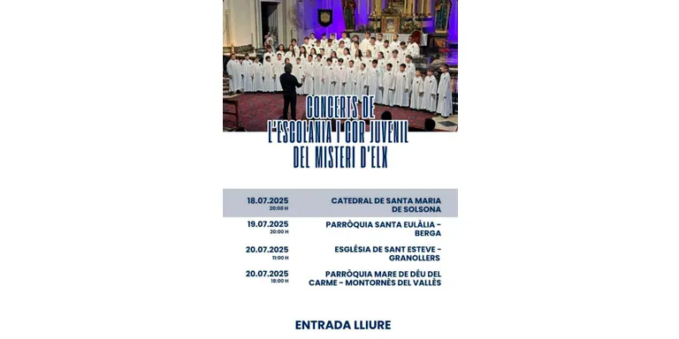 L'Escolania i el Cor Juvenil del Misteri d'Elx actuaran la setmana que ve a la Catedral