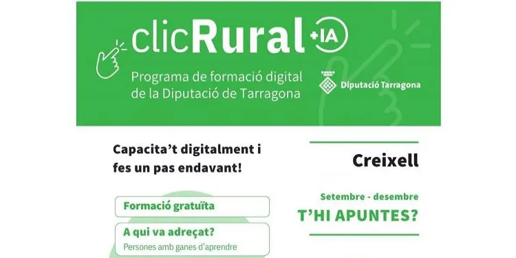 La Diputació de Tarragona ofereix quatre cursos gratuïts de formació digital a Creixell
