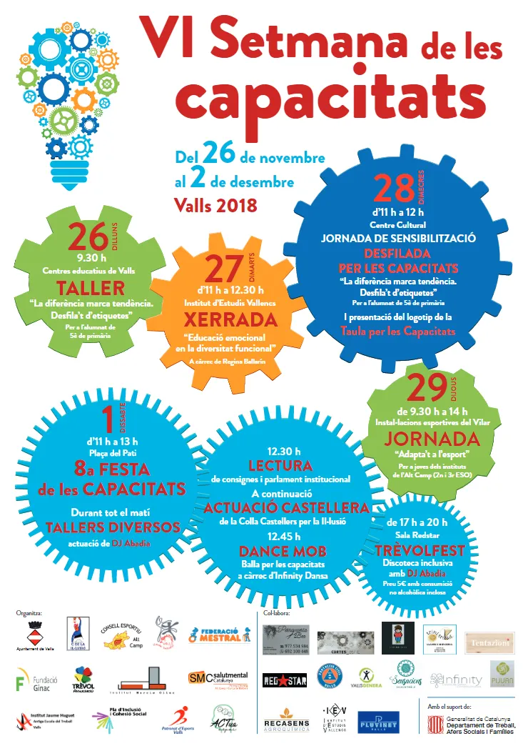 La VI Setmana de les Capacitats a Valls en el marc de la commemoració del Dia Internacional de les Persones amb Discapacitat