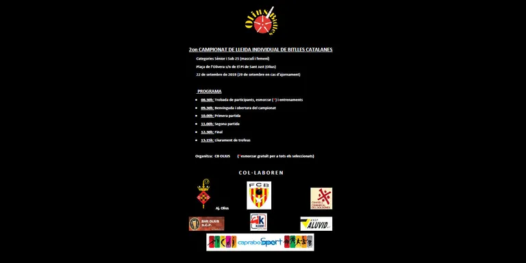 El Club de Bitlles Olius organitza el 2n Campionat de Lleida Individual de Bitlles Catalanes
