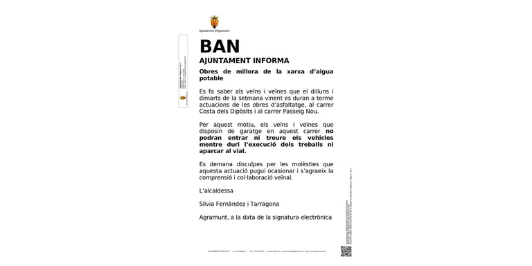 Fase final de les obres de millora de la xarxa d’aigua