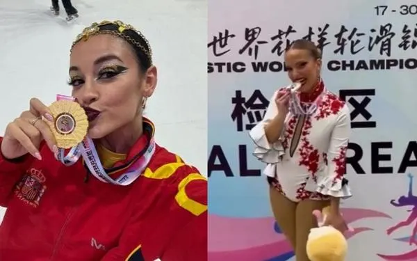Les patinadores Ariadna Gironès i Paula Martínez, campiona i subcampiona del món de grups xous