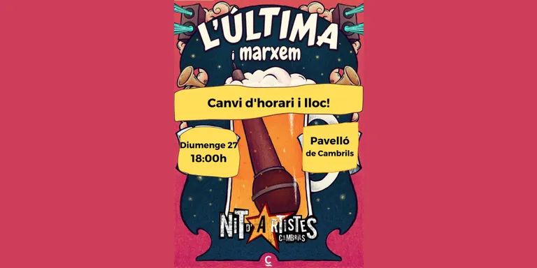 La Nit d’Artistes s’ajorna a diumenge i es farà al Pavelló Municipal d’Esports per previsió de pluja dissabte