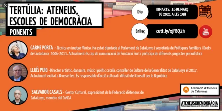 L'Expresident del Centre, Esteve Torrent, modera avui una tertúlia virtual sobre ateneus i democràcia