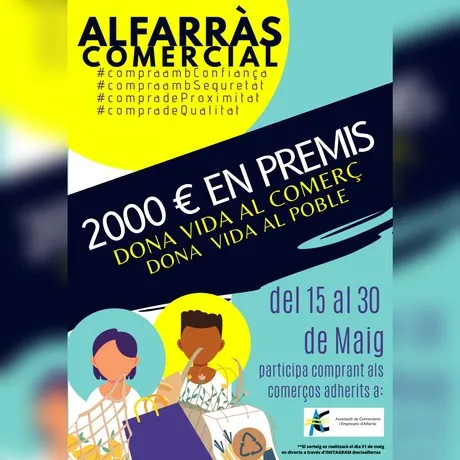 Sorteig de 2.000€ a l'Associació de Comerciants i Empresaris d'Alfarràs fins el 30 de maig.