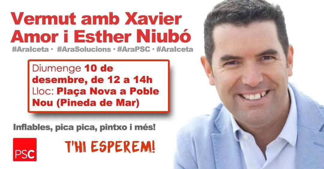 Vermut de campanya del PSC de Pineda aquest diumenge a Poblenou, amb Esther Niubó