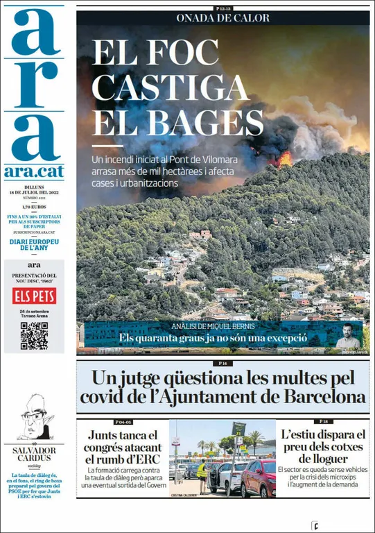 T'expliquem les portades dels diaris del territori d'aquest 18 de juliol