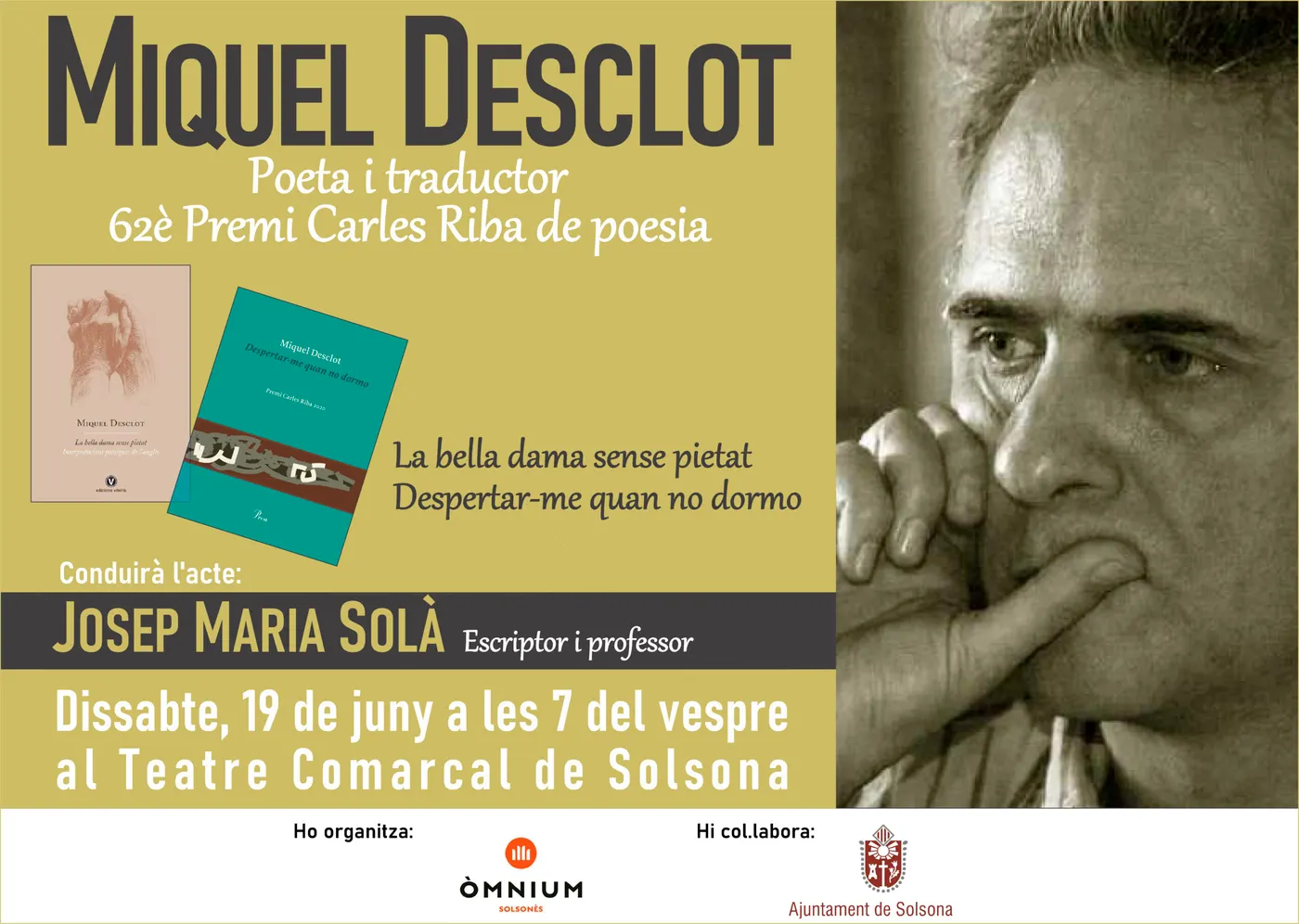 Òmnium Solsonès proposa per dissabte una tertúlia literària al voltant de dues obres de Miquel Desclot