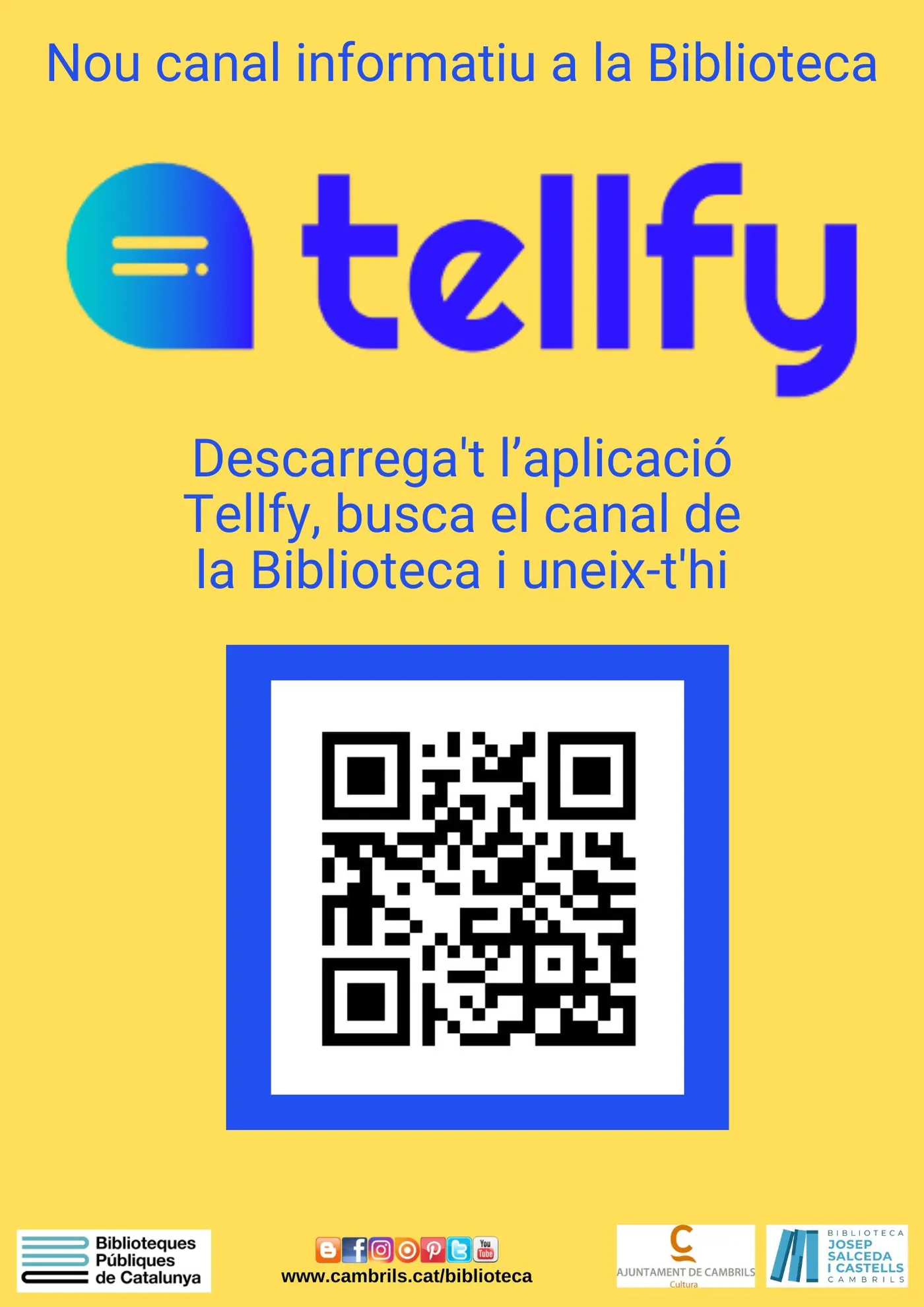 La Biblioteca de Cambrils engega un nou canal informatiu a través de l’aplicació Tellfy