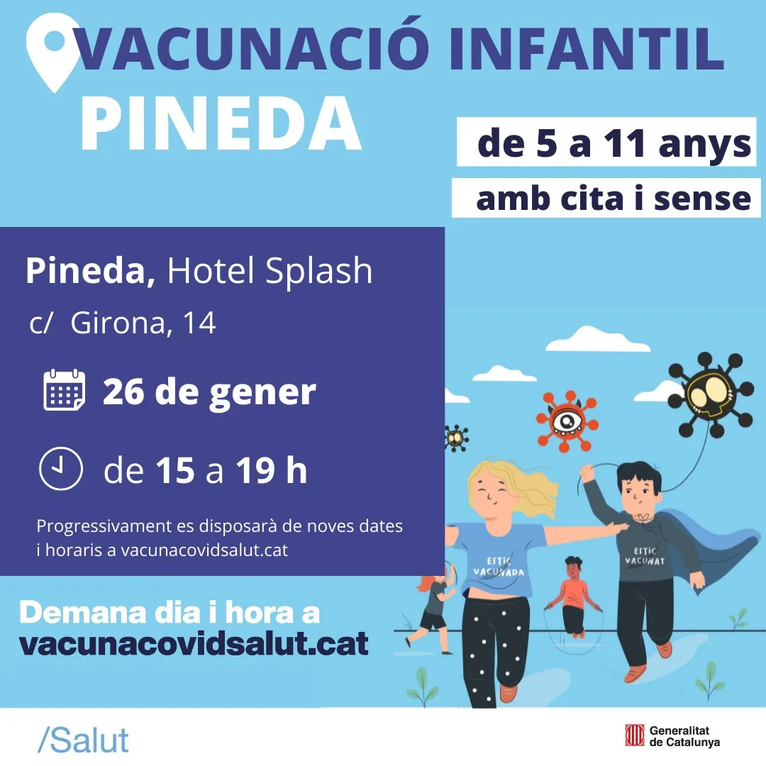 Avui dimecres es fa una jornada de vacunació infantil a Pineda amb i sense cita
