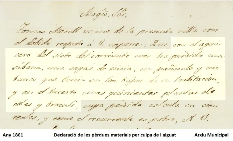 Ara fa 160 anys uns forts aiguats van negar Pineda i la pluja va causar danys importants a l'època