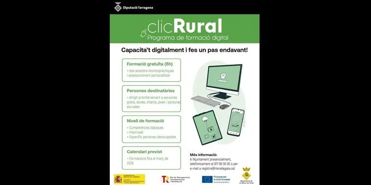 L’Ajuntament de la Riera de Gaià impulsa una formació en competències digitals bàsiques