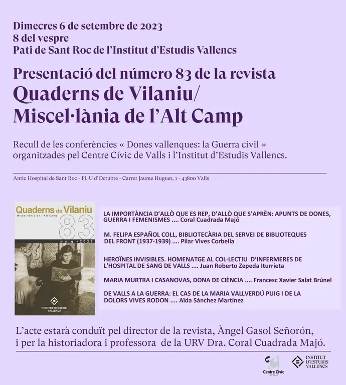 L’Institut d’Estudis Vallencs reprèn el cicle La Parra amb noves iniciatives culturals