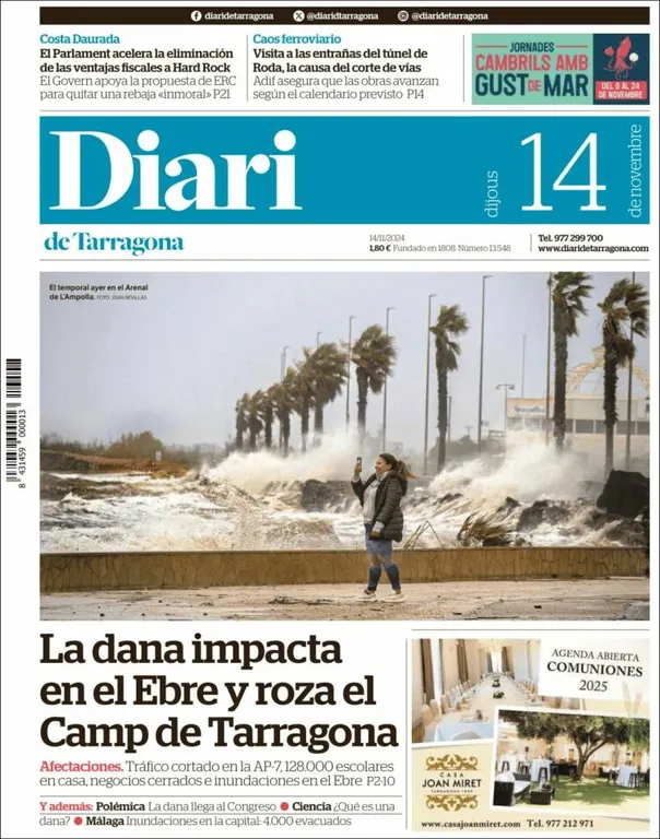 Cop d'ull als diaris d'aquest dijous 14 de novembre