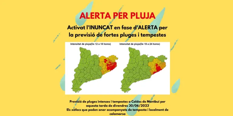 Dos pins cauen a causa del vent i tallen la carretera del Farell en el dia de més pluja a Caldes en el que va d’any