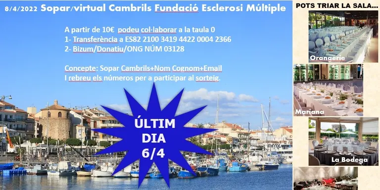 Darrers dies per poder inscriure’s al sopar virtual a favor de la Fundació Esclerosi Múltiple