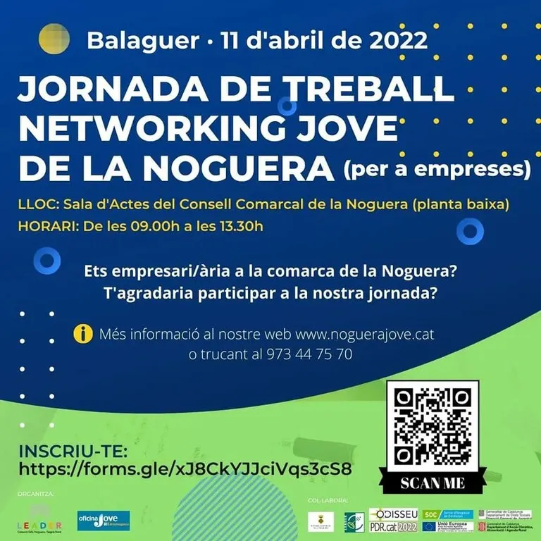 L’Oficina Jove del Consell Comarcal de la Noguera i el Consorci GAL Noguera-Segrià Nord organitza la quarta edició de la Jornada Networking Jove de la Noguera