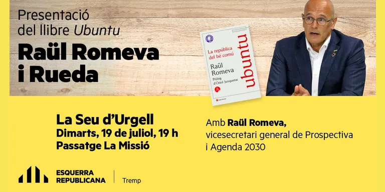 Raül Romeva presenta a la Seu d'Urgell el llibre 'Ubuntu: La República del bé comú'