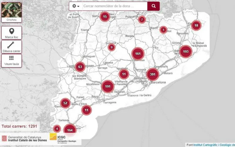 L'Institut de les Dones presenta una aplicació per construir el nomenclàtor dels carrers amb nom de dona de Catalunya